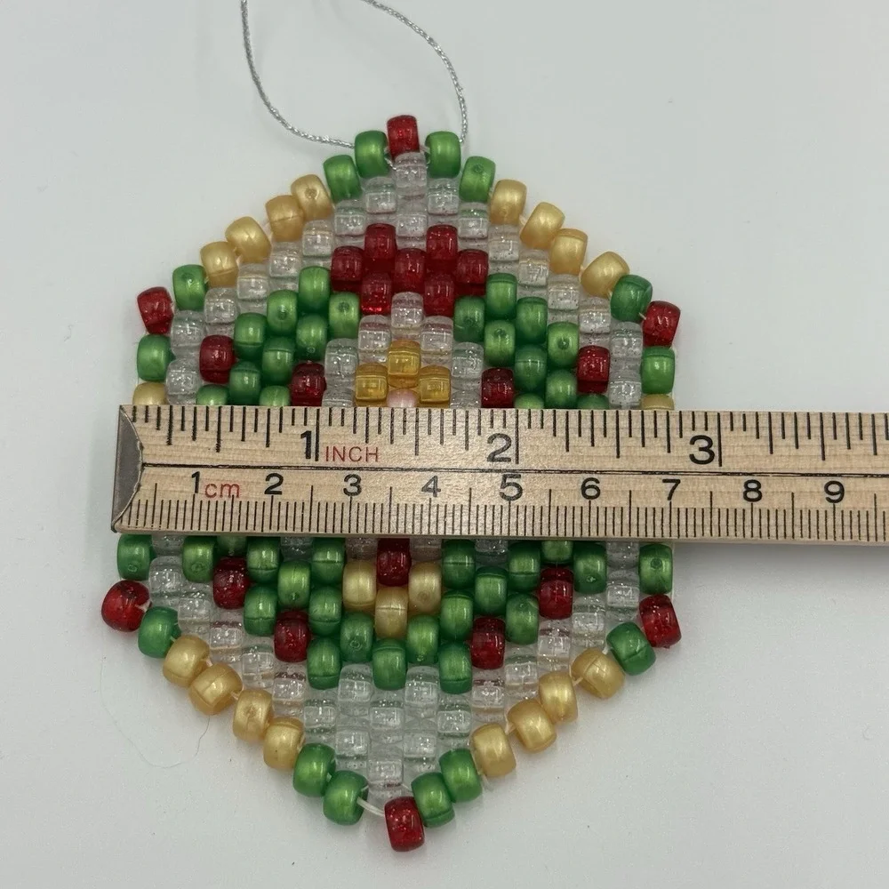 Vintage Handmade Beaded Christmas Ornament - Candle‎